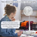 Ventilador de Mesa Dobrável Portátil Recarregável 4 Velocidades Longa Duração USB