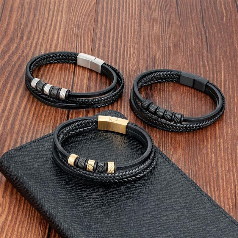 Pulseira de Couro Masculina - Elegante e Moderna