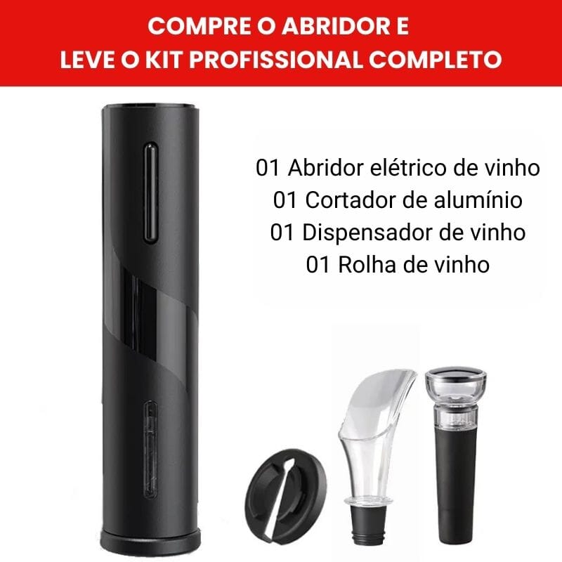 Abridor de Vinho Elétrico - Kit Profissional de BRINDE
