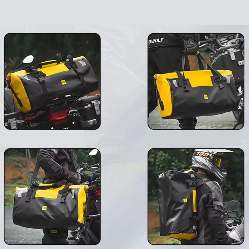 Bagagem Impermeável para Moto - MotoWolf + 4 alças de liberação rápida grátis