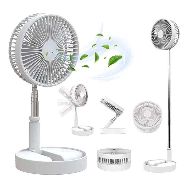 Ventilador de Mesa Dobrável Portátil Recarregável 4 Velocidades Longa Duração USB