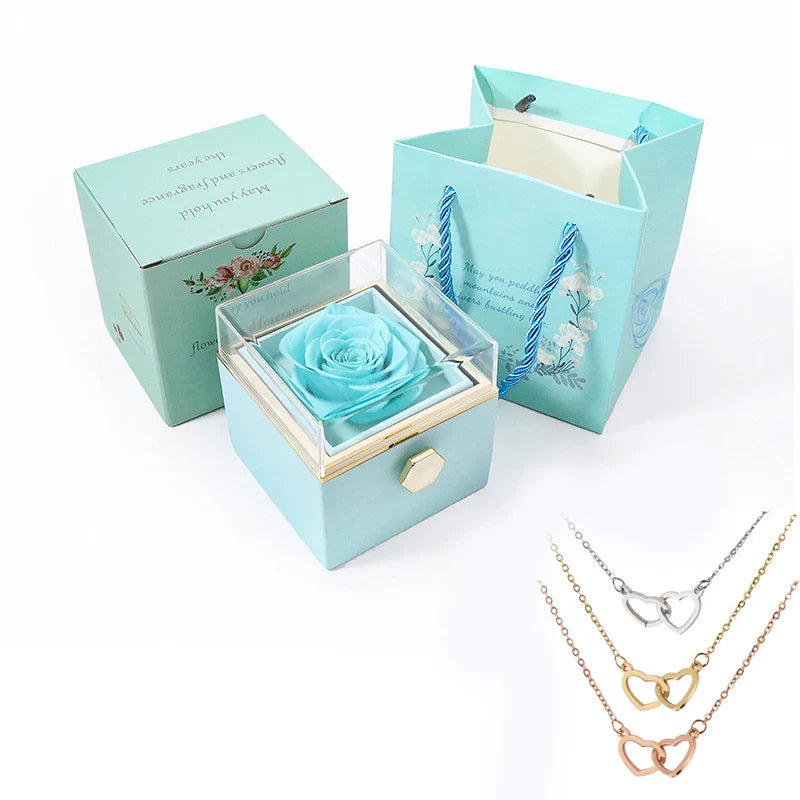 EternalLove — Colar com Caixa de Rosas Rotativa para Presentear Quem Você Ama!