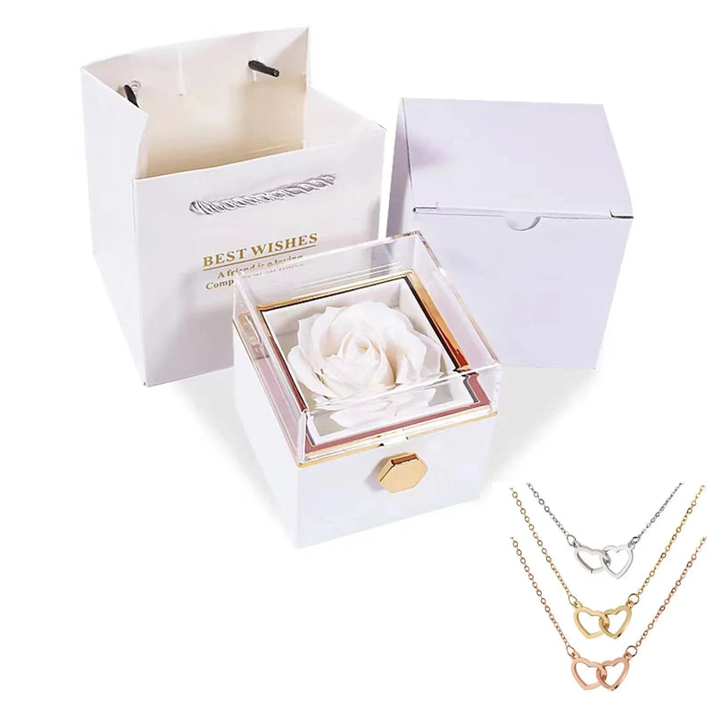 EternalLove — Colar com Caixa de Rosas Rotativa para Presentear Quem Você Ama!