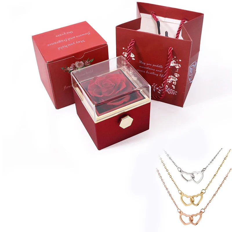 EternalLove — Colar com Caixa de Rosas Rotativa para Presentear Quem Você Ama!