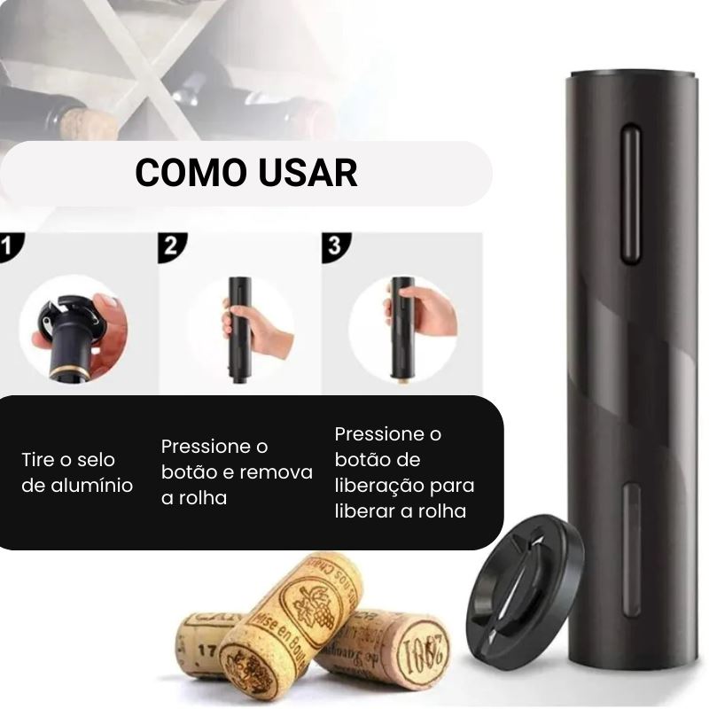Abridor de Vinho Elétrico - Kit Profissional de BRINDE