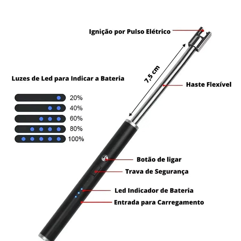 Acendedor Elétrico Definitivo - Recarregável