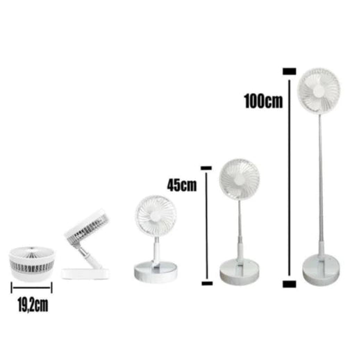 Ventilador de Mesa Dobrável Portátil Recarregável 4 Velocidades Longa Duração USB